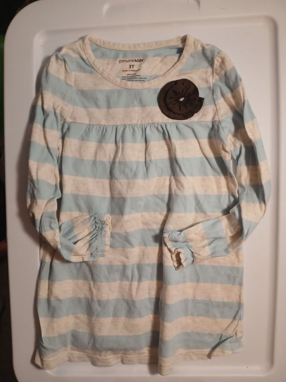 Genuine Kids Girls 3T Blue and White Stripe Shirt